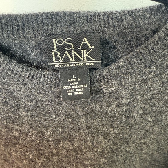 Jos. A. Bank Dark Gray Cashmere Crewneck Sweater - Picture 3 of 4
